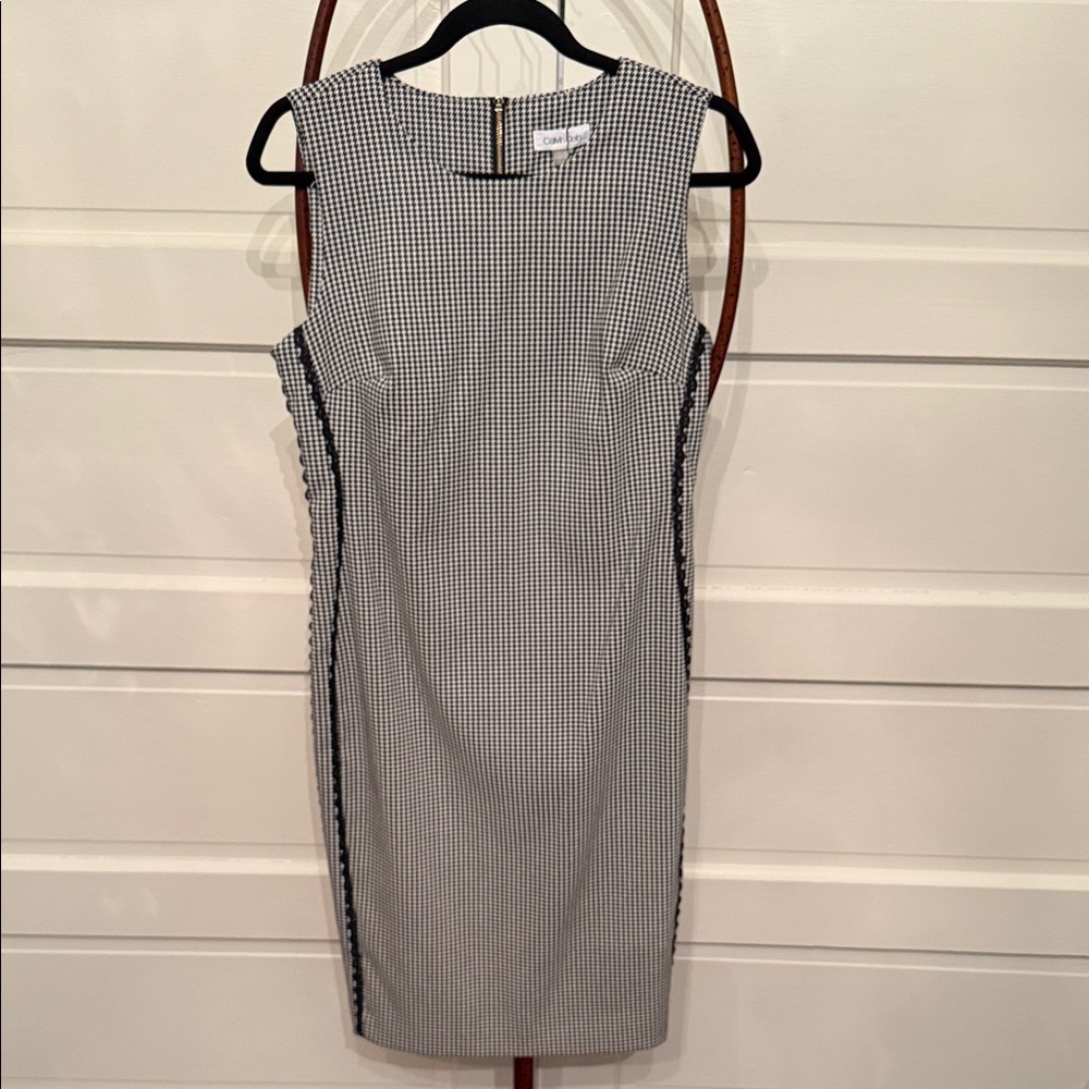 Calvin Klein workwear Houndstooth Sheath Dress NWT Sleeveless Size 8